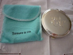 Vintage 'Tiffany & Co. Sterling Silver Round Mirror Powder Compact - Monogrammed - Picture 1 of 10
