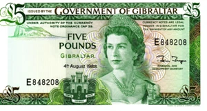 Gibraltar 5 Pounds 1988 UNC Banknote P-21b Prefix E Paper Money - Picture 1 of 2