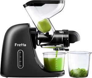 Fretta Juicer Machines Cold Press Fruit 3Inch Wide Feeding Chute Power200W Black - Picture 1 of 8