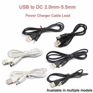 USB to DC Barrel Jack Power Wire Charger Plug Adapter Cable Lead I xOD All sizes - Picture 1 of 9