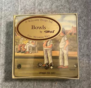 Wilscombe Design LTD. Melamine Mats Coasters Set of 4 BOWLS by Garner Lawn Bowli - Picture 1 of 7