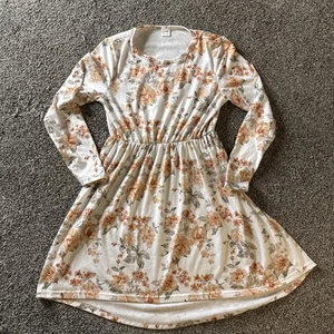 Pat Pat Floral Print Long Sleeve Maxi Dress Girls 11–12Y Cream Beige Youth Girls - Picture 1 of 7