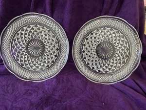 2 Vintage Anchor Hocking Wexford Dinner Plate Clear Glass Scalloped Rim 9.5" - Picture 1 of 3