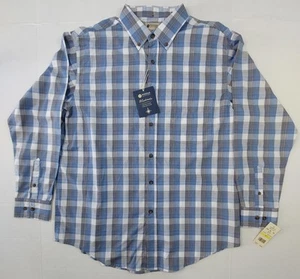 Haggar Shirt Mens Medium Misty Blue Plaid The Weekender Button Down NWT $55.00 - Picture 1 of 10
