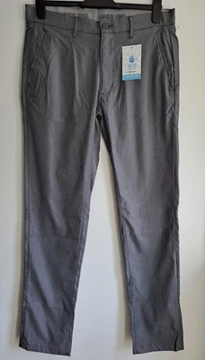 ex Lands End Easy Care Moisture Control Slim Fit Performance Trouser Grey 33" - Image 1 of 4