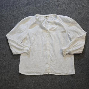 Boden Top Womens Size 12 White Gauze Texture Button Long Sleeve Casual Capsule - Picture 1 of 9