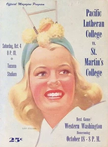 1947 Programm Pacific Lutheran St Martins College Football Tacoma Stadium WA Werbung - Bild 1 von 3