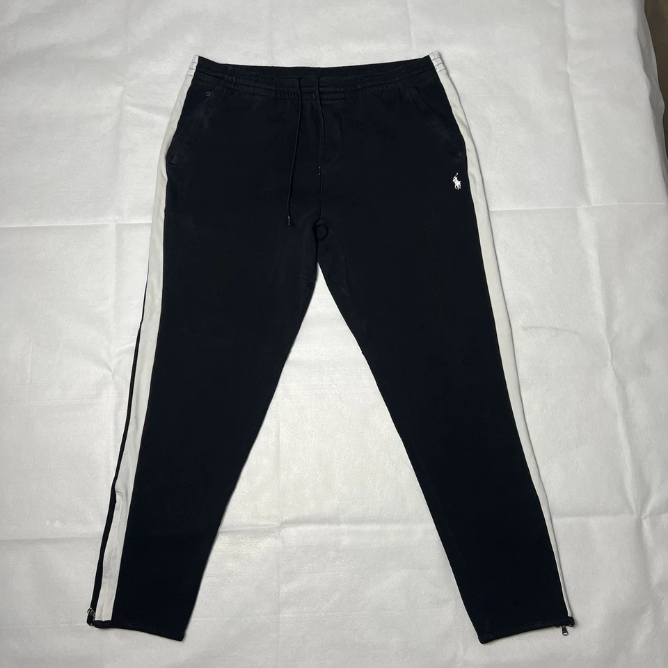 Pantalones deportivos Polo Ralph Lauren para hombre talla XL con cremallera inferior negros blancos Foto 1 de 4