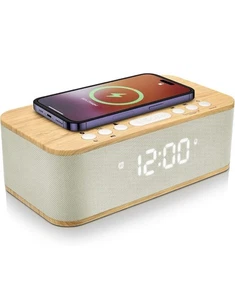 Altavoz Despertador Cargador Inalámbrico, Despertadores Digitales Dormitorios Bluetooth - Imagen 1 de 6