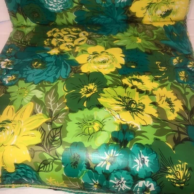 Cojín Silla Asiento Exterior Vinilo Vintage Floral Verde Amarillo Retro Años 60 70 Foto 1 de 4