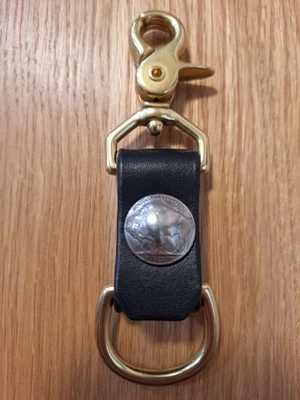 Clip de llave de cuero negro búfalo níquel Foto 1 de 2