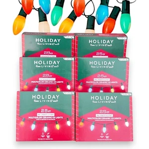 6 Pack Multicolored 25-Count C9 String Ceramic Lights Incandescent New Sealed - Picture 1 of 14