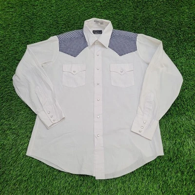 Vintage 70s Champion Westerns Button Shirt XL 23x30 White - Image 1 of 4