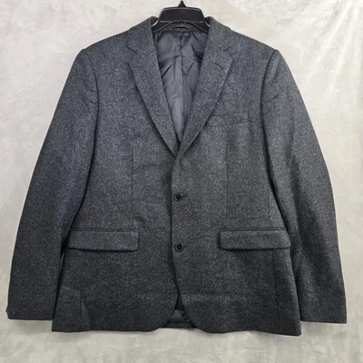 HUCKBERRY Wills Mens Gray Wool Blend Blazer Jacket Size 42 Two Button Sport Coat - Image 1 of 4