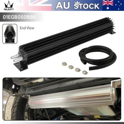 Universal 18'' Aluminum Dual Pass Finned Transmission Oil Cooler Kit Black - image 1 of 4