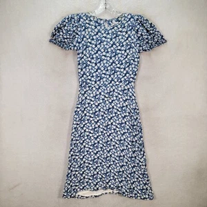 Reformation Blue Floral Daisy Lee Raquel Puff Sleeve Midi Womens Dress Size 6 - Picture 1 of 22