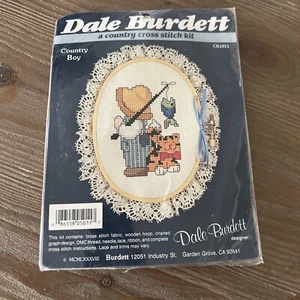 New Dale Burdett A Country Cross Stitch Kit Country Boy Frame Included Fishing - Picture 1 of 4