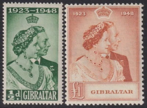 Gibraltar - 1948 Silver Wedding Set SG 134/5 MLH Cv £ 60 [E6445] - Imagen 1 de 2