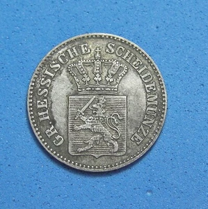 1865 Hesse-Darmstadt German States 3 Kreuzer Billon Coin, Combined Shipping - Picture 1 of 3