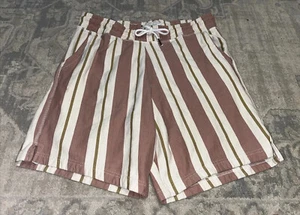 Free Planet Shorts Men's Size XL Striped Green Pink Beige Drawstring - Picture 1 of 4