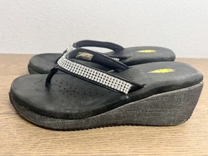 Volatile Wedge Flip Flop Sandals Women 9 Brown Platform BLING - Picture 1 of 9