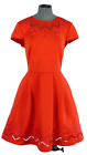 Ted Baker Dress Skater Cheskka Lace And Mesh Detail Fit  Flare Orange Red UK 8