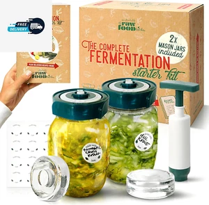 Fermentation Kit for Beginners – 2 X 1L Wide Mouth Mason Jars, Special Airlock L - Picture 1 of 12