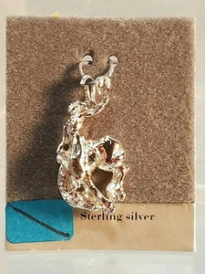 Sterling Silver 1" Cowboy with Hat On Bucking Horse Charm or Pendant New - Picture 1 of 3