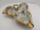VINTAGE REDWARE STANGL GREEN AND BRUSHED GOLD LEAF CANDY DISH *AS IS*