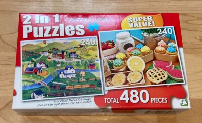 2 In 1 Puzzles 480 Pieces; Springtime Joy and Cupcakes Fresh from the Farm (018) - Image 1 of 3