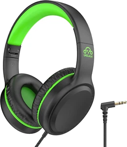 Green Wired Headphones for Boys Portable on Ear Youth Headphones for School Airp - Picture 1 of 12