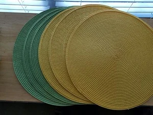 Juego de 6 ALFOMBRILLAS DE COCINA Ritz SÓLIDAS LIMÓN/CAL 15" tejido de cesta redondo - Imagen 1 de 3