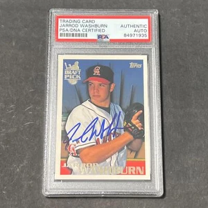 1996 Topps Draft Pick #23 Jarrod Washburn Bob Boone Signed Card Auto PSA Slabbed - Picture 1 of 2