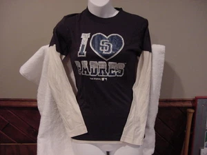 SUPER CUTE San Diego Padres Girls Sz Lg (10-12) LS Blue T-Shirt, NEW&NICE!! - Picture 1 of 1