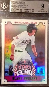 2015 Blake Swihart #D /5 BGS 9 MINT Panini USA Stars & Stripes Emerald ROOKIE - Picture 1 of 1