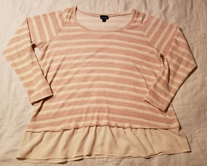 GU WOMENS TORRID LT WT SWEATER SZ 1 Mauve/off white striped Long Sleeve  - Picture 1 of 4