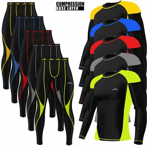 Mens Compression Tights & Top Gym Yoga Weightlifting Running Swimsuit S-XXL - Picture 1 of 14