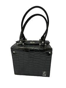 CABOODLES Vintage Black Croc Makeup Case Faux Leather - Picture 1 of 16