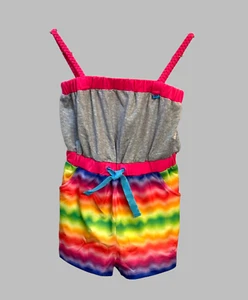 Little MissMatched One Piece Shorts Jumper Romper Multicolor Girl 4 Gray Tie-Dye - Picture 1 of 7