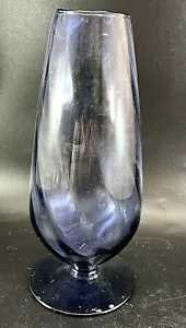 Vintage Optic Twist Empoli Vase Gorgeous Mid Century Modern Blue 8 3/4" - Picture 1 of 4