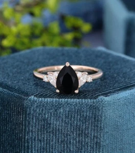 Black Onyx Silver Ring for women,Wedding Ring,Classic Engagement 925 Silver Ring - Picture 1 of 4