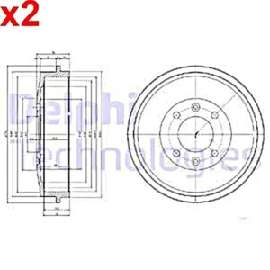 2X Tambor de Freno DELPHI para PEUGEOT 305 I II 306 405 406 CITROEN 4247.24 - Imagen 1 de 1