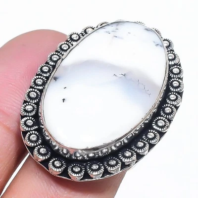 Подарочное кольцо ручной работы с регулируемым драгоценным камнем дендритным опалом овальной формы ювелирные изделия FR 2554 - Изображение 1 из 4