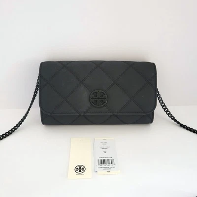 Tory Burch Willa Chain Wallet Crossbody Quilted Black Clutch Bag 150059 - Image 1 of 4