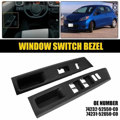Panel de interruptor de ventana lateral delantera izquierda+derecha bisel embellecedor para Toyota Yaris 2013 2014 Foto 1 de 4