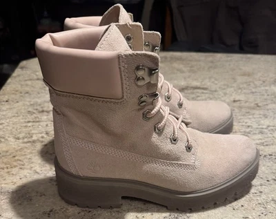 Timberland Carnaby Genial Gamuza Cuero Con Cordones Gruesas Botas Rosa Claro Para Mujer’s 7 Foto 1 de 4