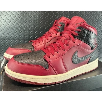 Nike Air Jordan 1 Mid Team Rojo Negro Blanco 554724-601 Hombre Zapatillas Talla 11 Foto 1 de 4