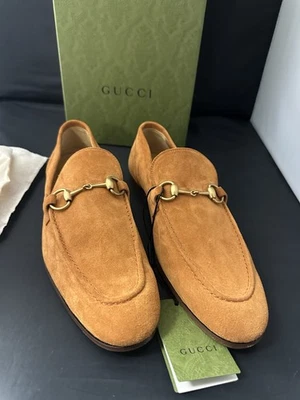 Mocasines Gucci Jordaan Horsebit para hombre talla 9,5G - EE. UU. 10 en gamuza marrón ámbar Foto 1 de 4
