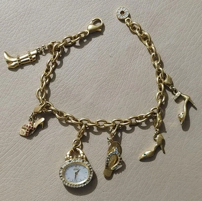 Citizen Watch Charm Bracelet Shoes Silhouette Eco Drive Gold Tone MCM Untested - Image 1 of 4