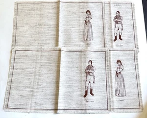 VINTAGE Robert Burns Clarinda Pacemats Fabric Literature Poetry Set (4) - Picture 1 of 5